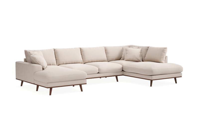 Copenhagen Premium 5-sits Högervänd U-formad Djup Soffa med Divan och Schäslong i Bouclé - Ljusbeige - Möbler - Soffa - U-soffa