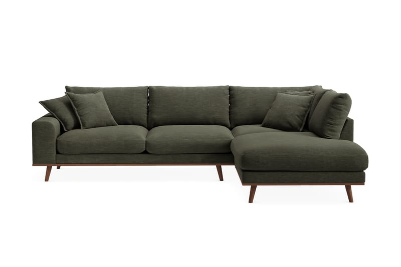Copenhagen Premium 4-sits Högervänd L-formad Djup Schäslongsoffa i Tyg - Grön - Möbler - Soffa - Divansoffor & schäslongsoffa