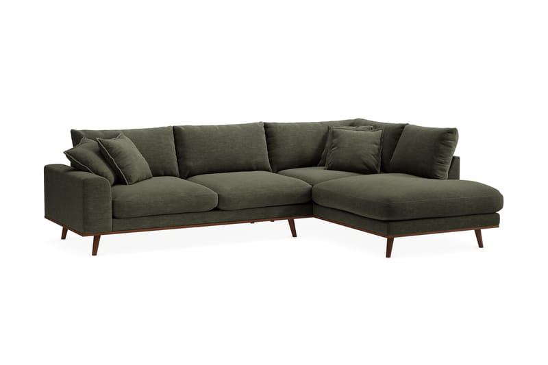 Copenhagen Premium 4-sits Högervänd L-formad Djup Schäslongsoffa i Tyg - Grön - Möbler - Soffa - Divansoffor & schäslongsoffa