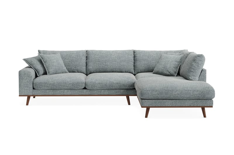Copenhagen Premium 4-sits Högervänd L-formad Djup Schäslongsoffa i Chenille - Grå/Blå - Möbler - Soffa - Divansoffor & schäslongsoffa