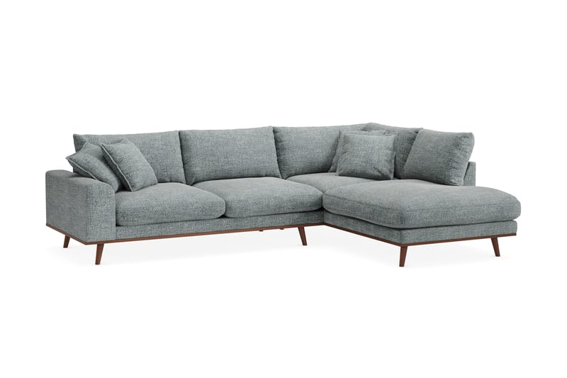 Copenhagen Premium 4-sits Högervänd L-formad Djup Schäslongsoffa i Chenille - Grå/Blå - Möbler - Soffa - Divansoffor & schäslongsoffa