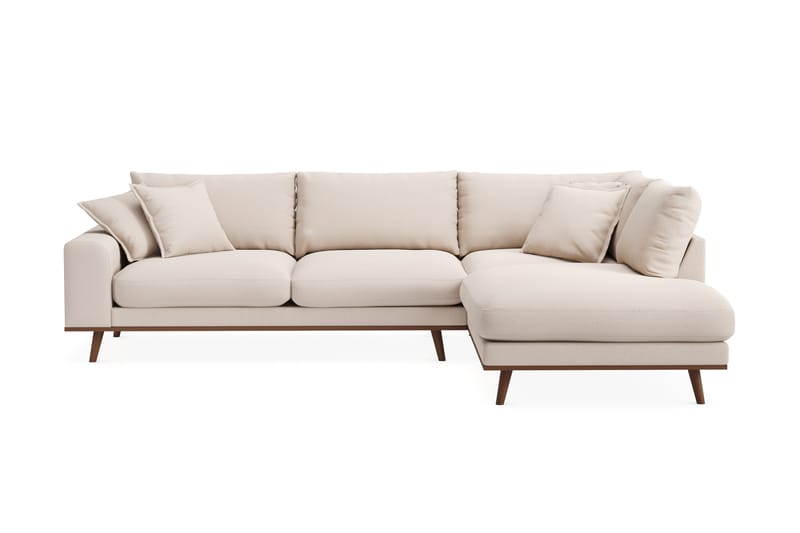 Copenhagen Premium 4-sits Högervänd L-formad Djup Schäslongsoffa i Bouclé - Ljusbeige - Möbler - Soffa - Divansoffor & schäslongsoffa