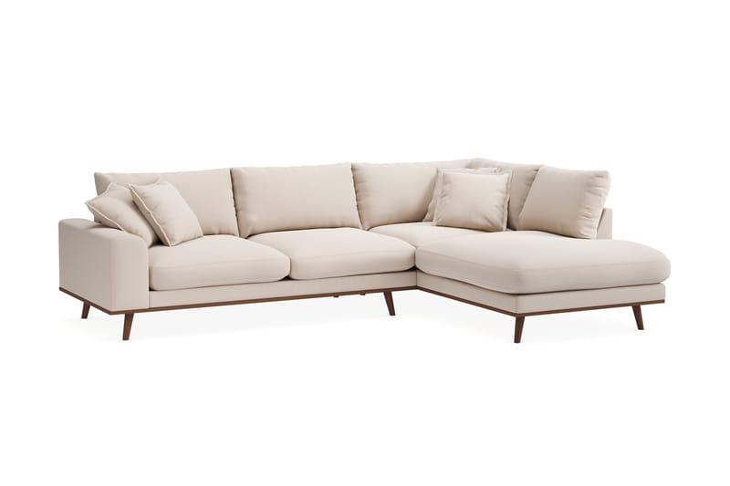 Copenhagen Premium 4-sits Högervänd L-formad Djup Schäslongsoffa i Bouclé - Ljusbeige - Möbler - Soffa - Divansoffor & schäslongsoffa