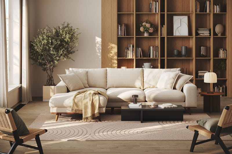 Copenhagen Premium 4-sits Vänstervänd L-formad Djup Divansoffa i Chenille - Ljusbeige - Möbler - Soffa - Divansoffor & schäslongsoffa