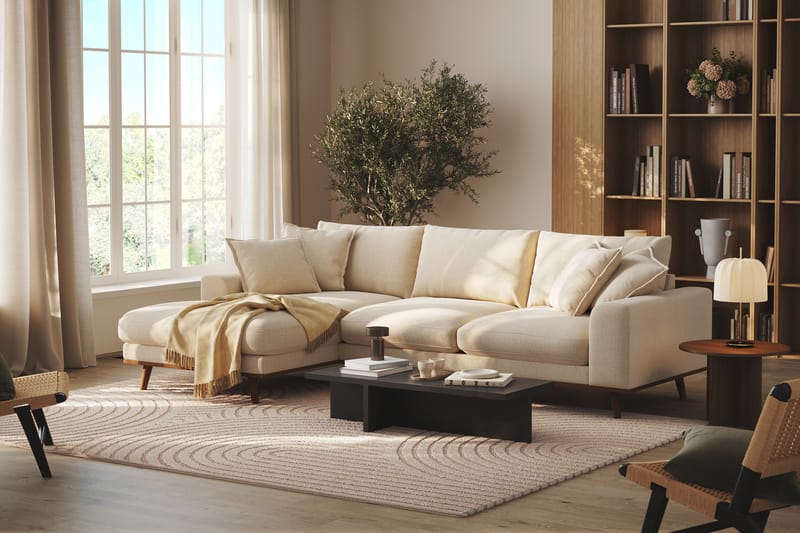 Copenhagen Premium 4-sits Vänstervänd L-formad Djup Divansoffa i Chenille - Ljusbeige - Möbler - Soffa - Divansoffor & schäslongsoffa