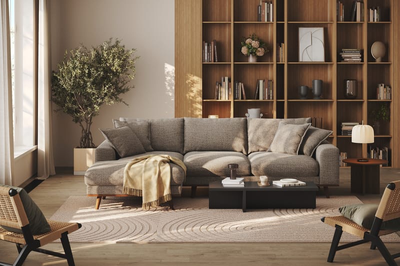 Copenhagen Premium 4-sits Vänstervänd L-formad Djup Divansoffa i Chenille - Brun - Möbler - Soffa - Divansoffor & schäslongsoffa