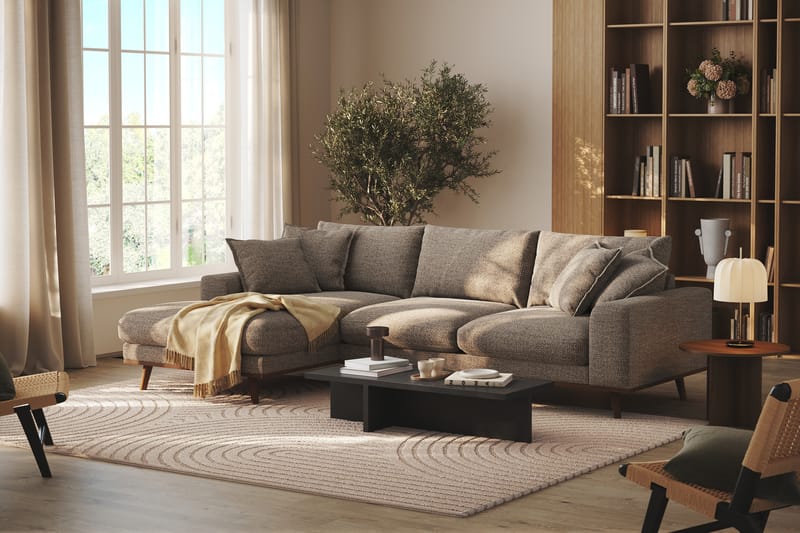 Copenhagen Premium 4-sits Vänstervänd L-formad Djup Divansoffa i Chenille - Brun - Möbler - Soffa - Divansoffor & schäslongsoffa