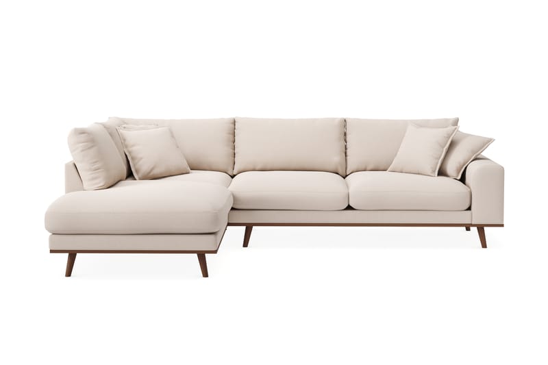 Copenhagen Premium 4-sits Vänstervänd L-formad Djup Schäslongsoffa i Bouclé - Ljusbeige - Möbler - Soffa - Divansoffor & schäslongsoffa