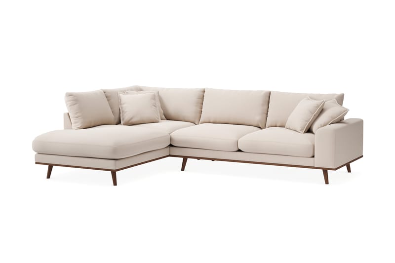 Copenhagen Premium 4-sits Vänstervänd L-formad Djup Schäslongsoffa i Bouclé - Ljusbeige - Möbler - Soffa - Divansoffor & schäslongsoffa