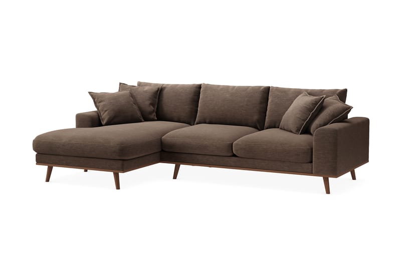 Copenhagen Premium 4-sits Vänstervänd L-formad Djup Divansoffa i Tyg - Brun - Möbler - Soffa - Divansoffor & schäslongsoffa
