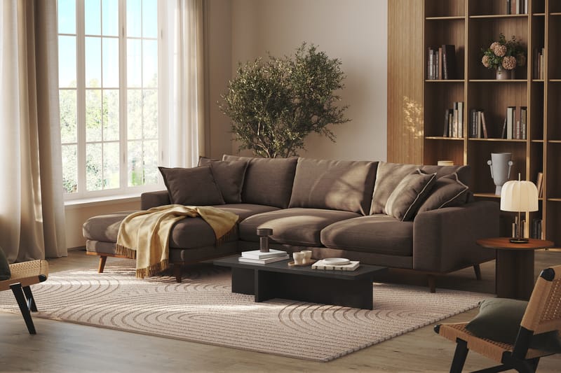 Copenhagen Premium 4-sits Vänstervänd L-formad Djup Divansoffa i Tyg - Brun - Möbler - Soffa - Divansoffor & schäslongsoffa