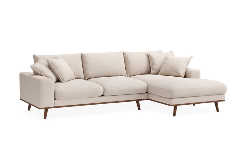 Copenhagen Premium 4-sits Högervänd L-formad Djup Divansoffa i Bouclé - Ljusbeige - Möbler - Soffa - Divansoffor & schäslongsoffa