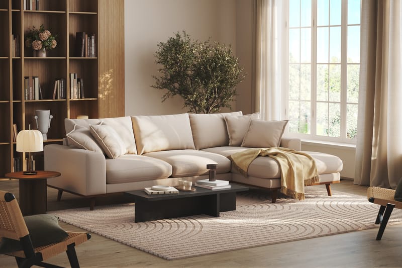 Copenhagen Premium 4-sits Högervänd L-formad Djup Divansoffa i Bouclé - Ljusbeige - Möbler - Soffa - Divansoffor & schäslongsoffa