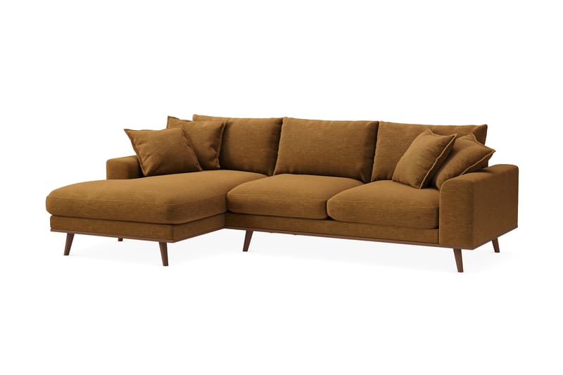 Copenhagen Premium 4-sits Vänstervänd L-formad Djup Divansoffa i Tyg - Senapsgul - Möbler - Soffa - Divansoffor & schäslongsoffa