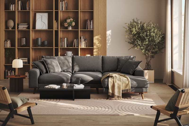 Copenhagen Premium 4-sits Högervänd L-formad Djup Divansoffa i Tyg - Mörkgrå - Möbler - Soffa - Divansoffor & schäslongsoffa