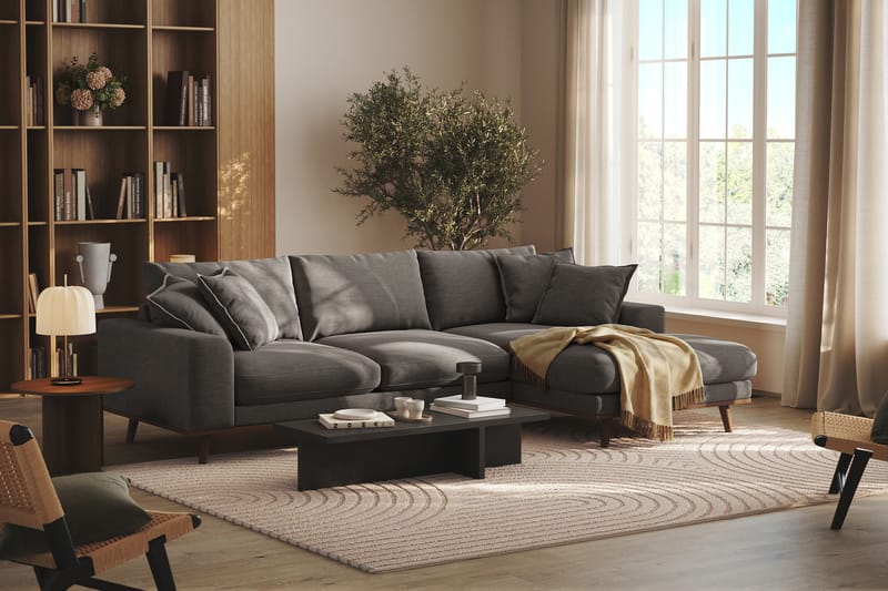 Copenhagen Premium 4-sits Högervänd L-formad Djup Divansoffa i Tyg - Mörkgrå - Möbler - Soffa - Divansoffor & schäslongsoffa
