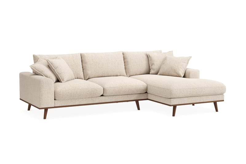 Copenhagen Premium 4-sits Högervänd L-formad Djup Divansoffa i Chenille - Beige - Möbler - Soffa - Divansoffor & schäslongsoffa