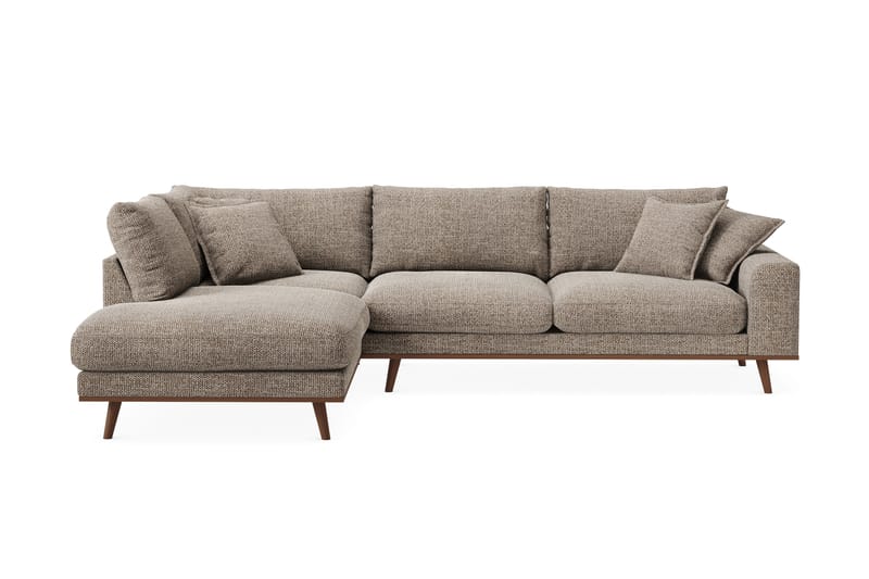Copenhagen Premium 4-sits Vänstervänd L-formad Djup Schäslongsoffa i Chenille - Brun - Möbler - Soffa - Divansoffor & schäslongsoffa