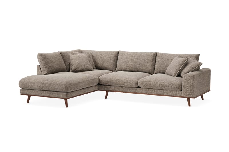 Copenhagen Premium 4-sits Vänstervänd L-formad Djup Schäslongsoffa i Chenille - Brun - Möbler - Soffa - Divansoffor & schäslongsoffa