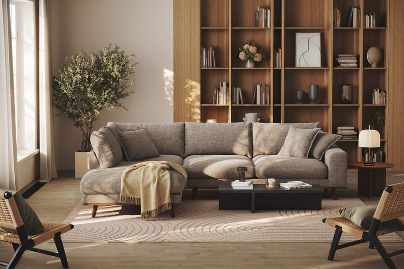 Copenhagen Premium 4-sits Vänstervänd L-formad Djup Schäslongsoffa i Chenille - Brun - Möbler - Soffa - Divansoffor & schäslongsoffa