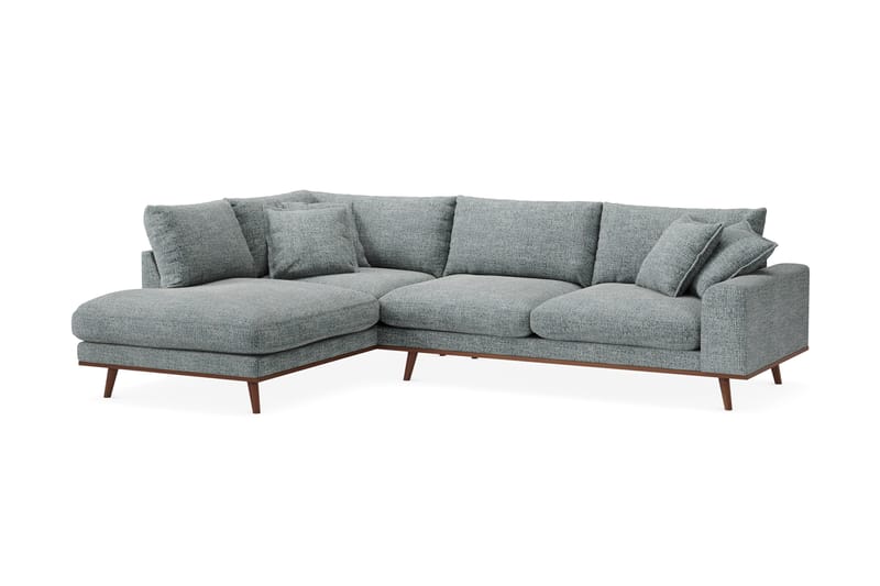 Copenhagen Premium 4-sits Vänstervänd L-formad Djup Schäslongsoffa i Chenille - Grå/Blå - Möbler - Soffa - Divansoffor & schäslongsoffa