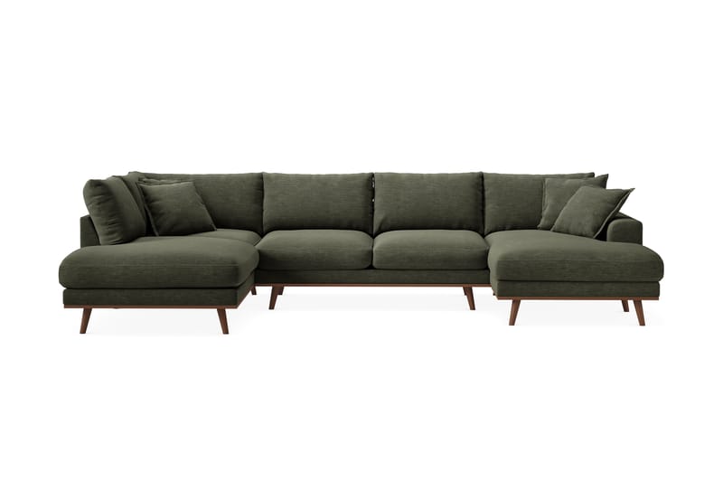 Copenhagen Premium 5-sits Högervänd U-formad Djup Soffa med Divan och Schäslong i Tyg - Grön - Möbler - Soffa - U-soffa
