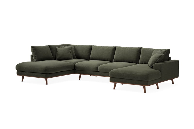 Copenhagen Premium 5-sits Högervänd U-formad Djup Soffa med Divan och Schäslong i Tyg - Grön - Möbler - Soffa - U-soffa