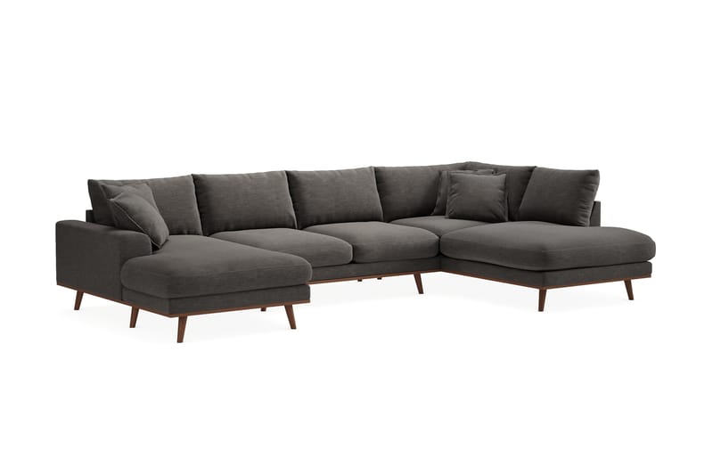 Copenhagen Premium 5-sits Vänstervänd U-formad Djup Soffa med Divan och Schäslong i Tyg - Mörkgrå - Möbler - Soffa - U-soffa