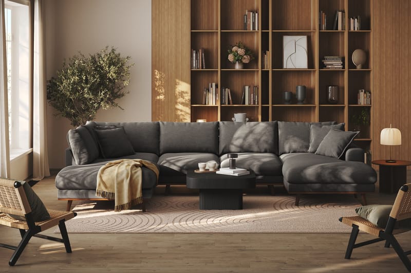 Copenhagen Premium 5-sits Vänstervänd U-formad Djup Soffa med Divan och Schäslong i Tyg - Mörkgrå - Möbler - Soffa - U-soffa