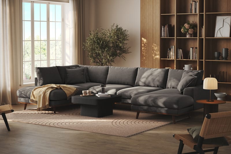 Copenhagen Premium 5-sits Vänstervänd U-formad Djup Soffa med Divan och Schäslong i Tyg - Mörkgrå - Möbler - Soffa - U-soffa