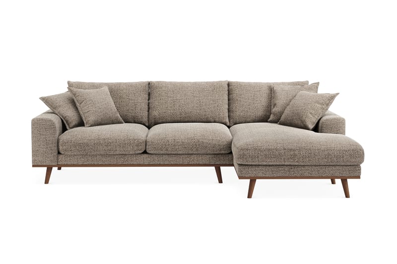 Copenhagen Premium 4-sits Högervänd L-formad Djup Divansoffa i Chenille - Brun - Möbler - Soffa - Divansoffor & schäslongsoffa