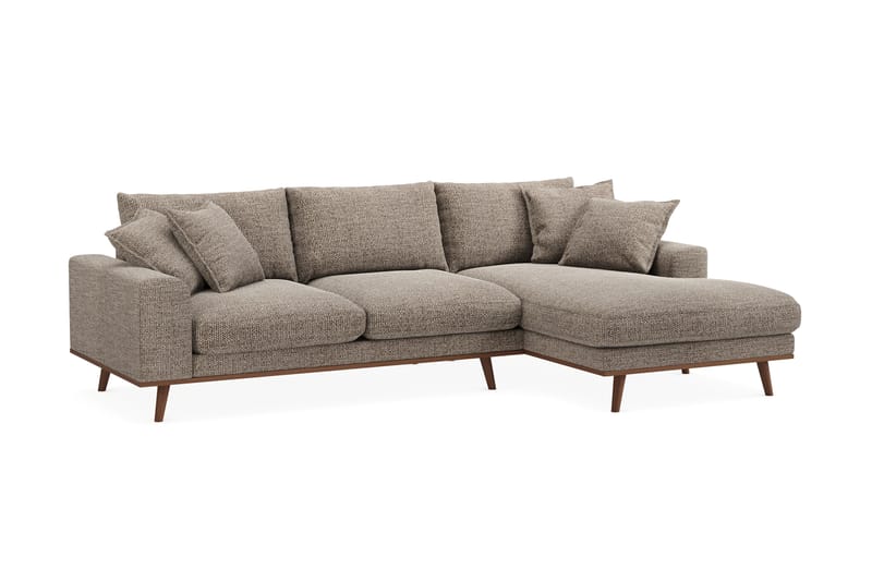 Copenhagen Premium 4-sits Högervänd L-formad Djup Divansoffa i Chenille - Brun - Möbler - Soffa - Divansoffor & schäslongsoffa