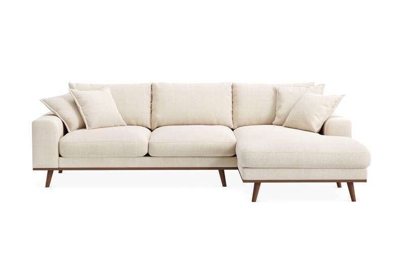 Copenhagen Premium 4-sits Högervänd L-formad Djup Divansoffa i Chenille - Ljusbeige - Möbler - Soffa - Divansoffor & schäslongsoffa