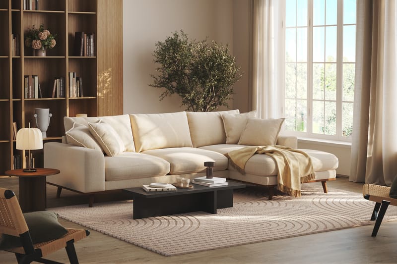 Copenhagen Premium 4-sits Högervänd L-formad Djup Divansoffa i Chenille - Ljusbeige - Möbler - Soffa - Divansoffor & schäslongsoffa