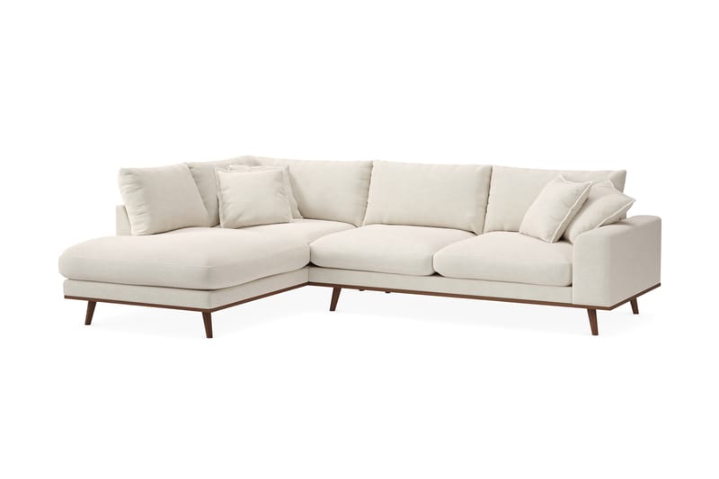 Copenhagen Premium 4-sits Vänstervänd L-formad Djup Schäslongsoffa i Tyg - Ljusbeige - Möbler - Soffa - Divansoffor & schäslongsoffa