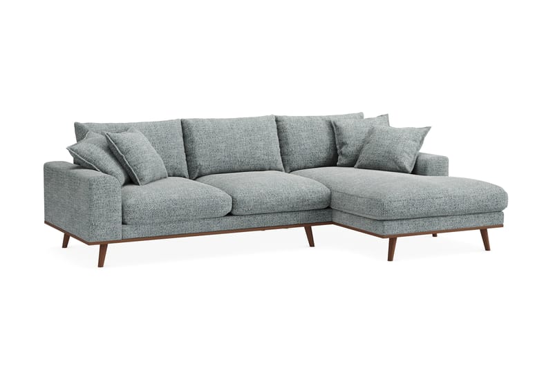 Copenhagen Premium 4-sits Högervänd L-formad Djup Divansoffa i Chenille - Grå/Blå - Möbler - Soffa - Divansoffor & schäslongsoffa