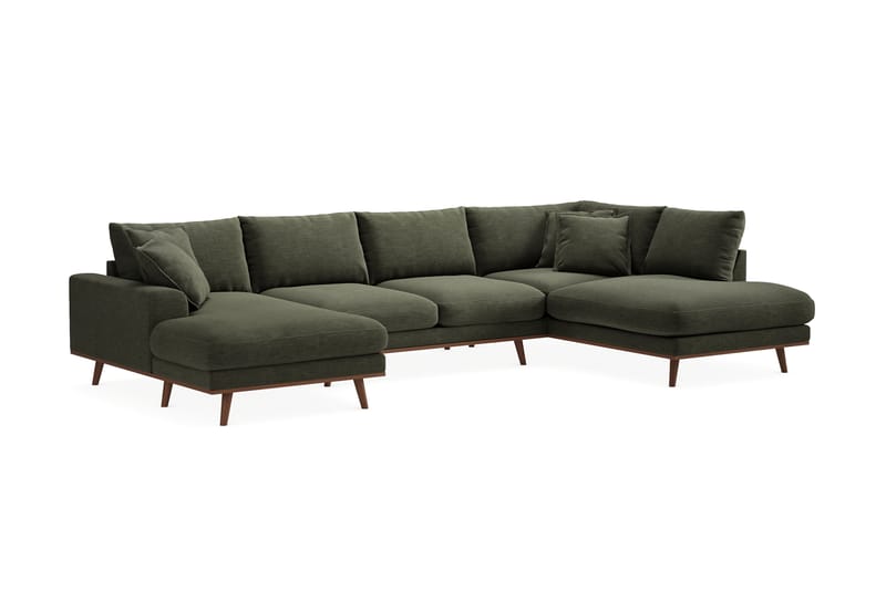 Copenhagen Premium 5-sits Vänstervänd U-formad Djup Soffa med Divan och Schäslong i Tyg - Grön - Möbler - Soffa - U-soffa
