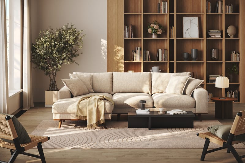 Copenhagen Premium 4-sits Vänstervänd L-formad Djup Divansoffa i Chenille - Beige - Möbler - Soffa - Divansoffor & schäslongsoffa