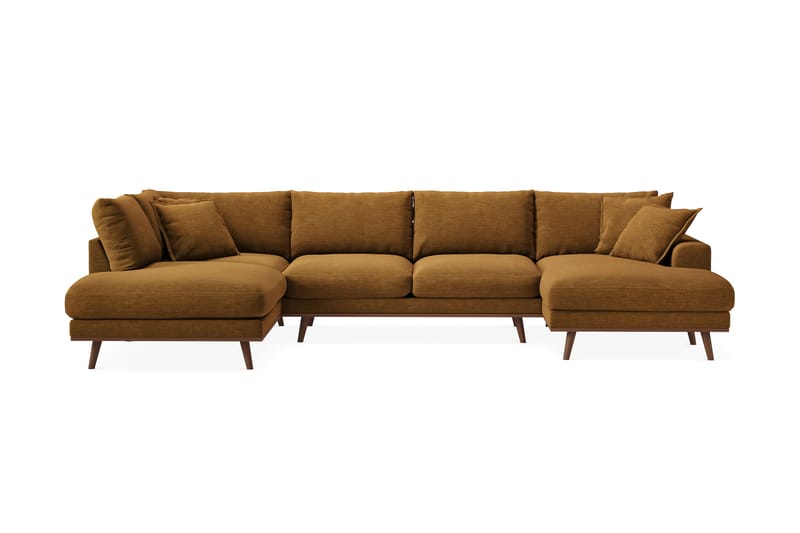 Copenhagen Premium 5-sits Högervänd U-formad Djup Soffa med Divan och Schäslong i Tyg - Senapsgul - Möbler - Soffa - U-soffa