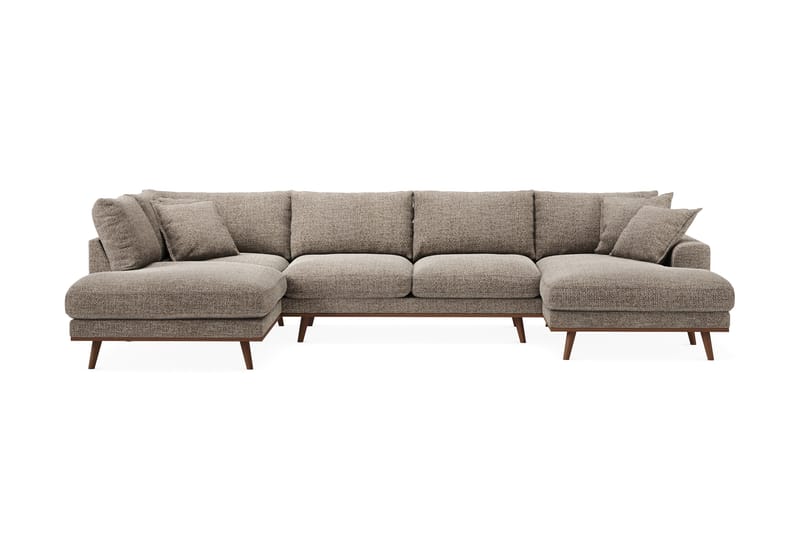 Copenhagen Premium 5-sits Vänstervänd U-formad Djup Soffa med Divan och Schäslong i Chenille - Brun - Möbler - Soffa - U-soffa