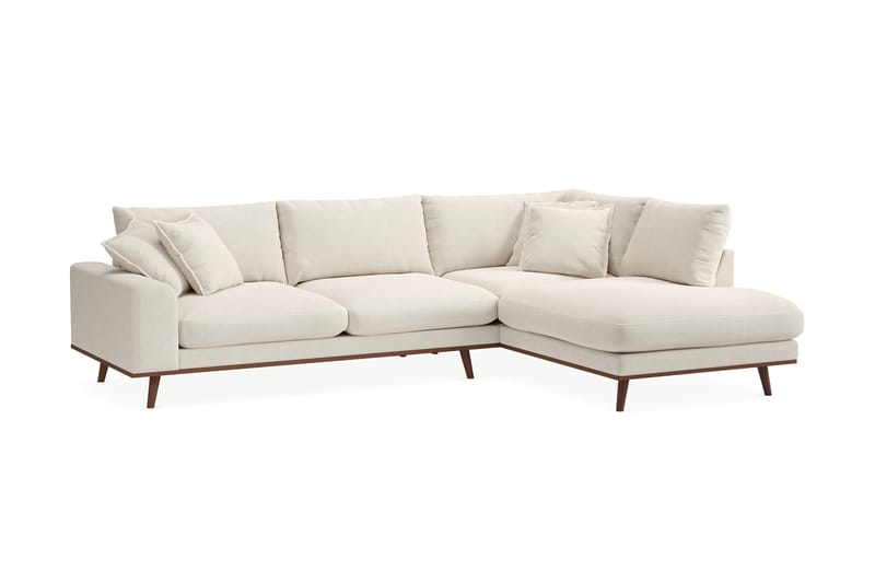 Copenhagen Premium 4-sits Högervänd L-formad Djup Schäslongsoffa i Tyg - Ljusbeige - Möbler - Soffa - Divansoffor & schäslongsoffa