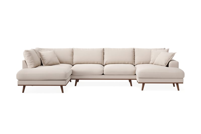 Copenhagen Premium 5-sits Vänstervänd U-formad Djup Soffa med Divan och Schäslong i Bouclé - Ljusbeige - Möbler - Soffa - U-soffa