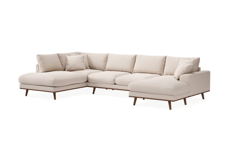 Copenhagen Premium 5-sits Vänstervänd U-formad Djup Soffa med Divan och Schäslong i Bouclé - Ljusbeige - Möbler - Soffa - U-soffa