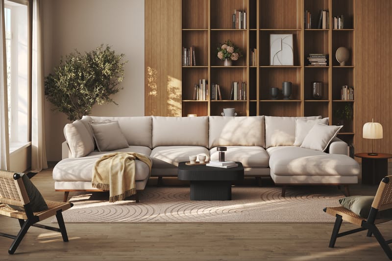Copenhagen Premium 5-sits Vänstervänd U-formad Djup Soffa med Divan och Schäslong i Bouclé - Ljusbeige - Möbler - Soffa - U-soffa