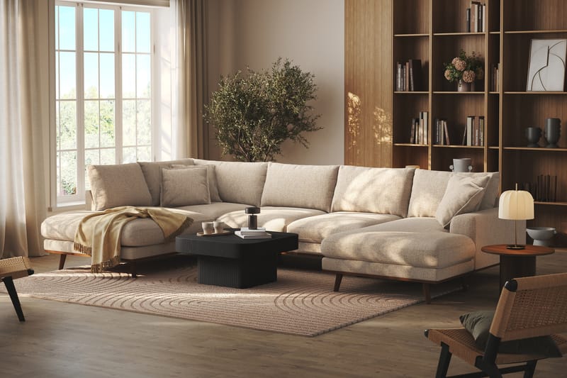Copenhagen Premium 5-sits Vänstervänd U-formad Djup Soffa med Divan och Schäslong i Chenille - Beige - Möbler - Soffa - U-soffa