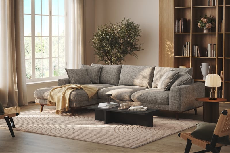 Copenhagen Premium 4-sits Vänstervänd L-formad Djup Divansoffa i Chenille - Grå - Möbler - Soffa - Divansoffor & schäslongsoffa