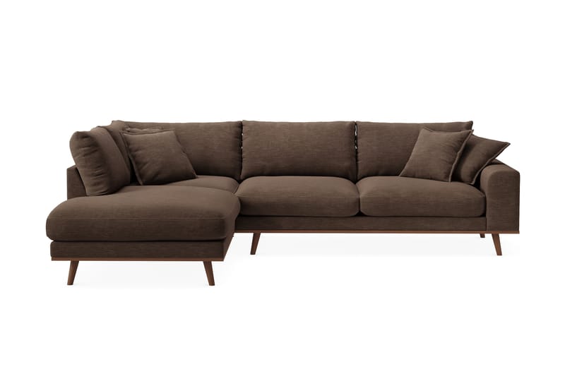 Copenhagen Premium 4-sits Vänstervänd L-formad Djup Schäslongsoffa i Tyg - Brun - Möbler - Soffa - Divansoffor & schäslongsoffa