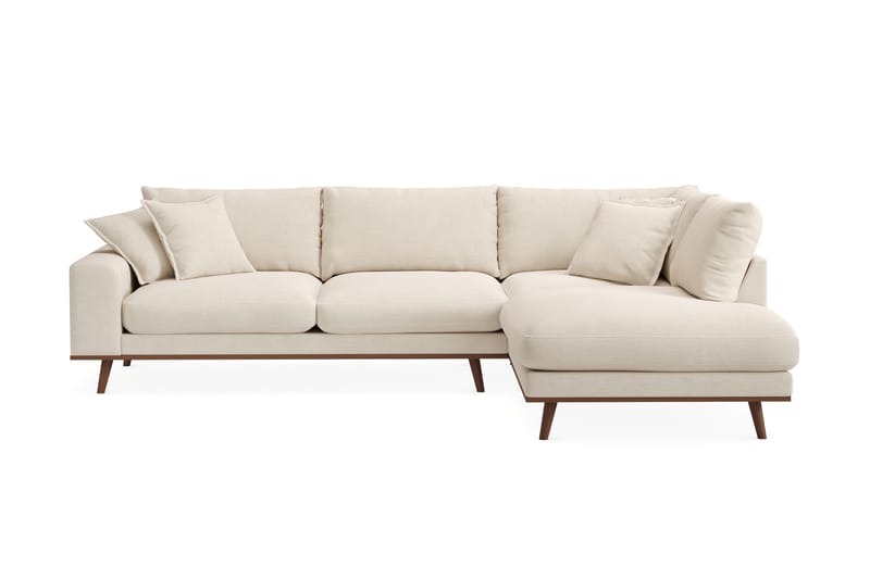 Copenhagen Premium 4-sits Högervänd L-formad Djup Schäslongsoffa i Tyg - Beige - Möbler - Soffa - Divansoffor & schäslongsoffa