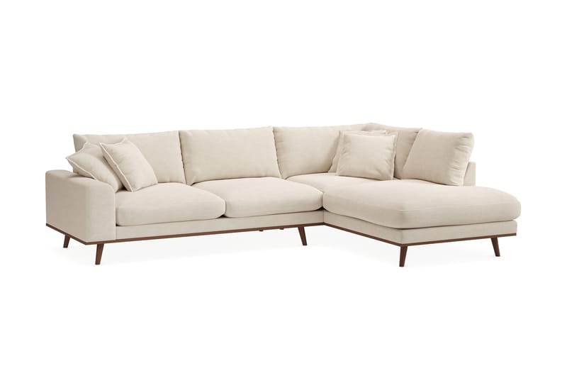 Copenhagen Premium 4-sits Högervänd L-formad Djup Schäslongsoffa i Tyg - Beige - Möbler - Soffa - Divansoffor & schäslongsoffa