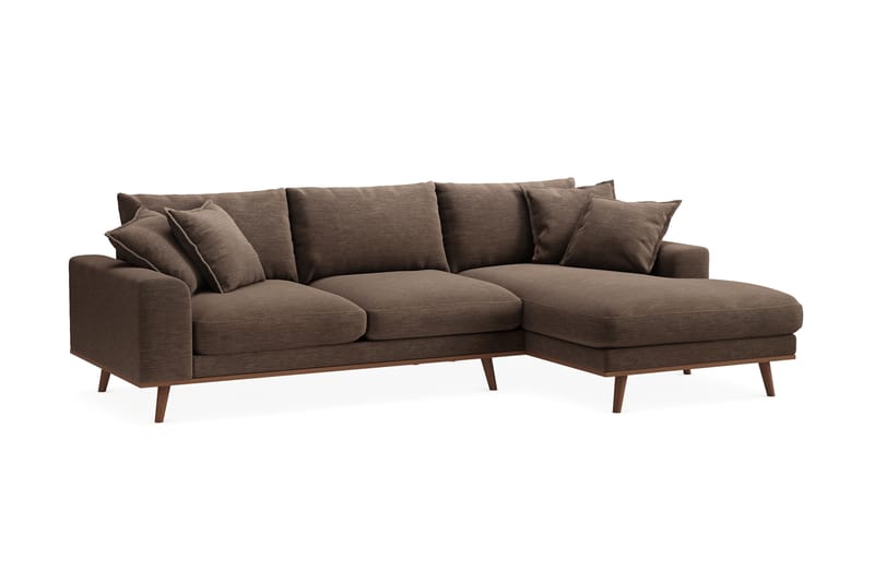 Copenhagen Premium 4-sits Högervänd L-formad Djup Divansoffa i Tyg - Brun - Möbler - Soffa - Divansoffor & schäslongsoffa